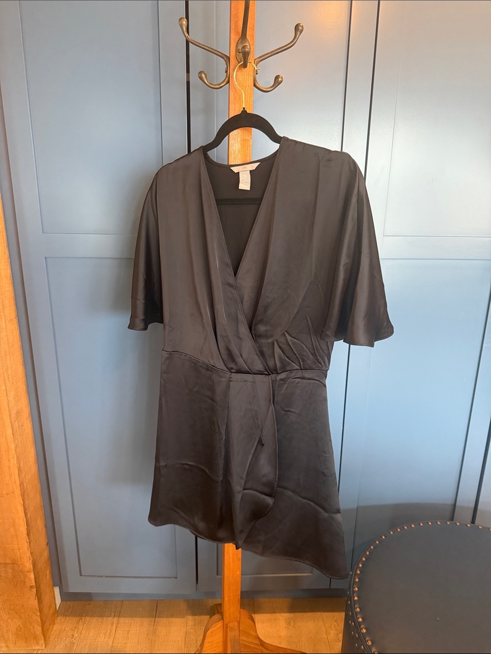 H&M Black Satin V-Neck Romper NEVER WORN